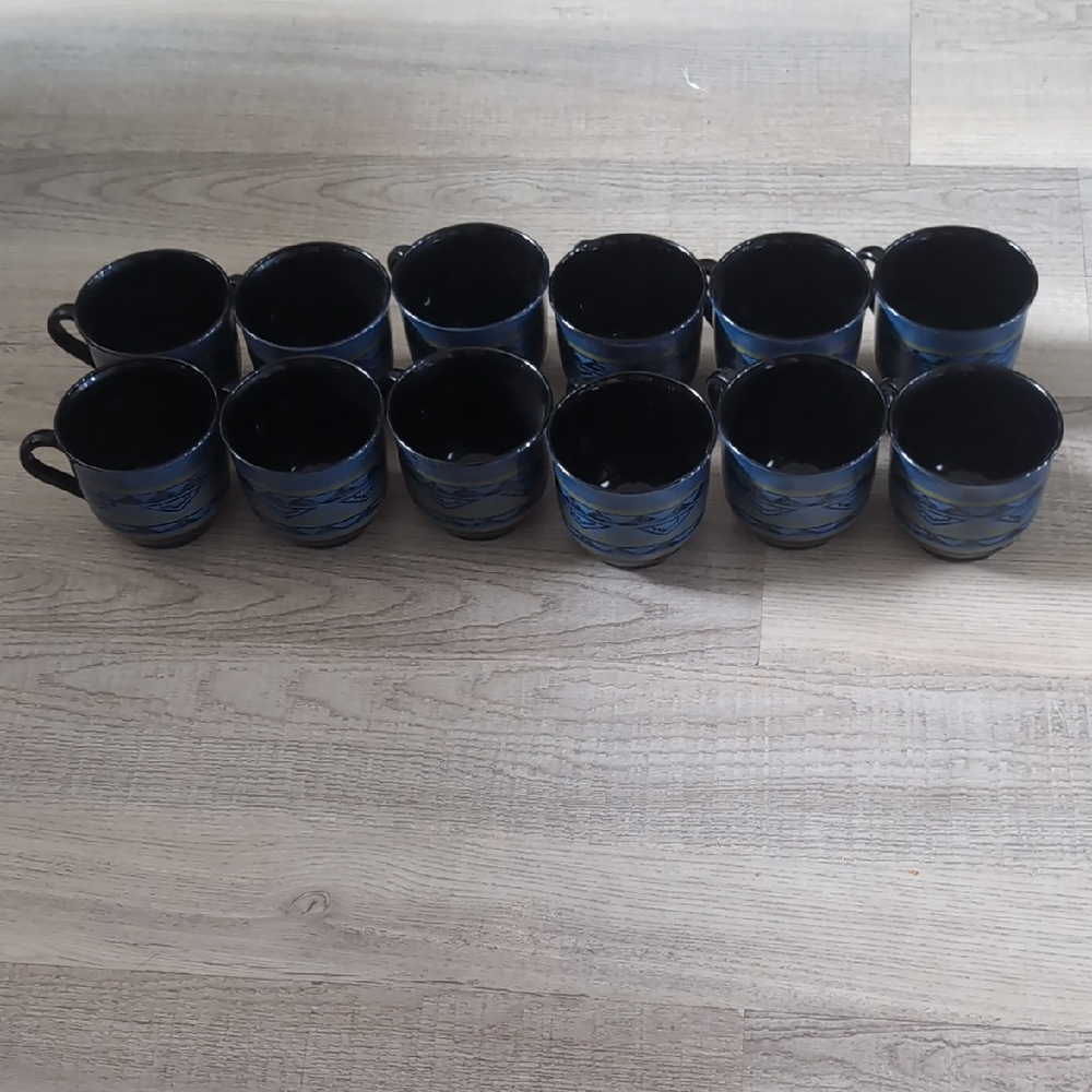 Blue Ceramic Coffee Mugs Set